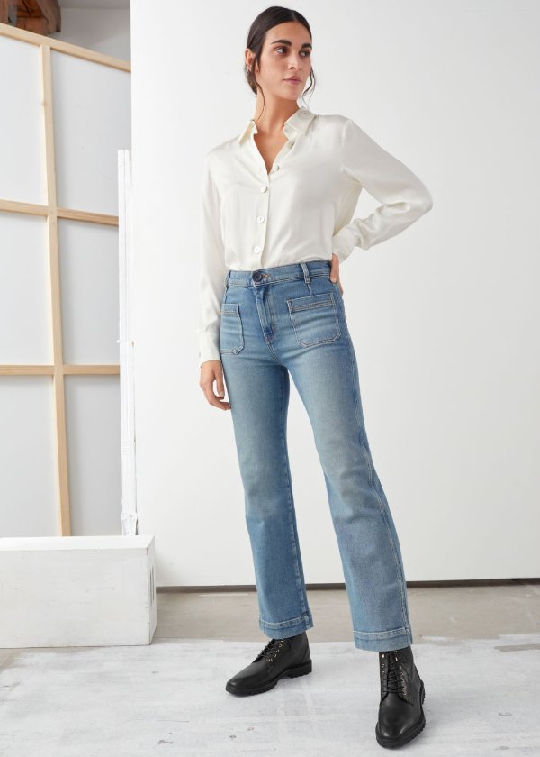 Straight High Rise Stretch Jeans