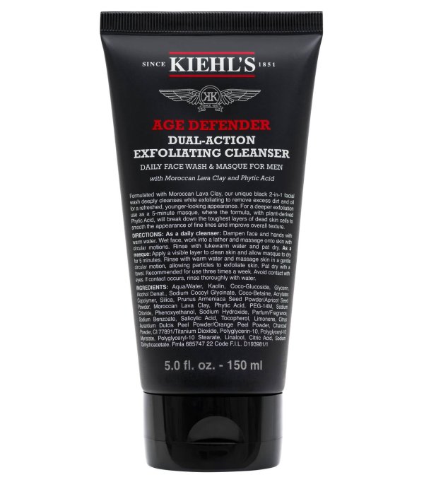 Age Defender Cleanser – Men’s Charcoal Colored Face Scrub – Kiehl’s