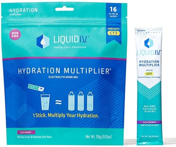 Hydration Multiplier, Electrolyte Powder, Easy Open Packets, Supplement Drink Mix (Acai Berry) (16)