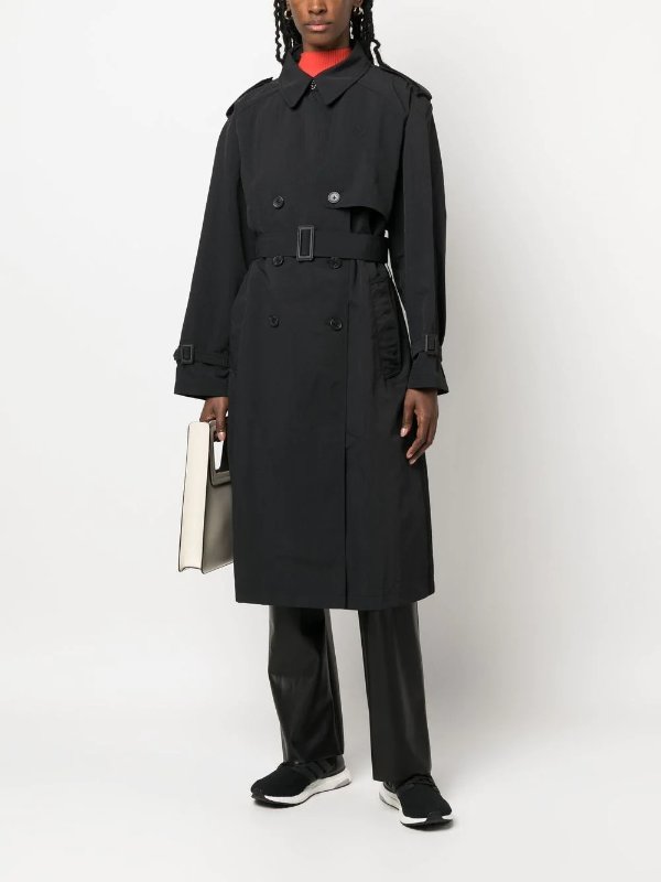 Blue Version belted trench coat