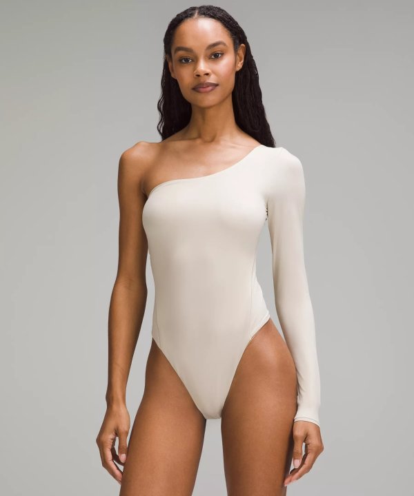 Wundermost Ultra-Soft Nulu Long-Sleeve One-Shoulder Bodysuit