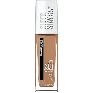 Maybelline Super Stay Full Coverage Liquid Foundation Active Wear Makeup, Up to 30Hr Wear, Transfer, Sweat & Water Resistant, Matte Finish, Honey, 1 Count