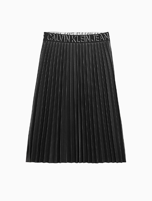 Girls Faux Leather Pleated Skirt Girls Faux Leather Pleated Skirt
