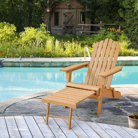 棕色靠背可调带脚凳休闲舒适沙滩椅