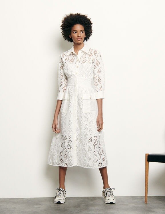 Long shirt dress in broderie anglaise