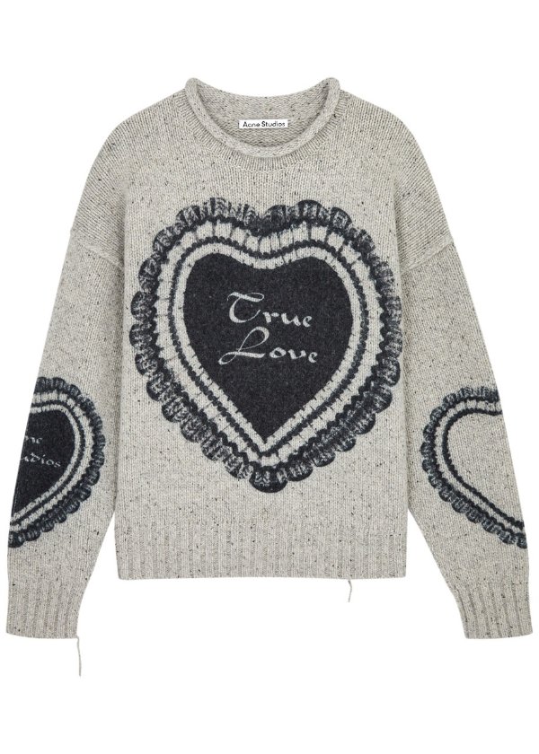 New Season Heart-intarsia wool-blend jumper