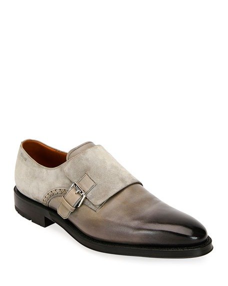 Men's Balbin Leather Injected-Sole Monk Strap Shoes