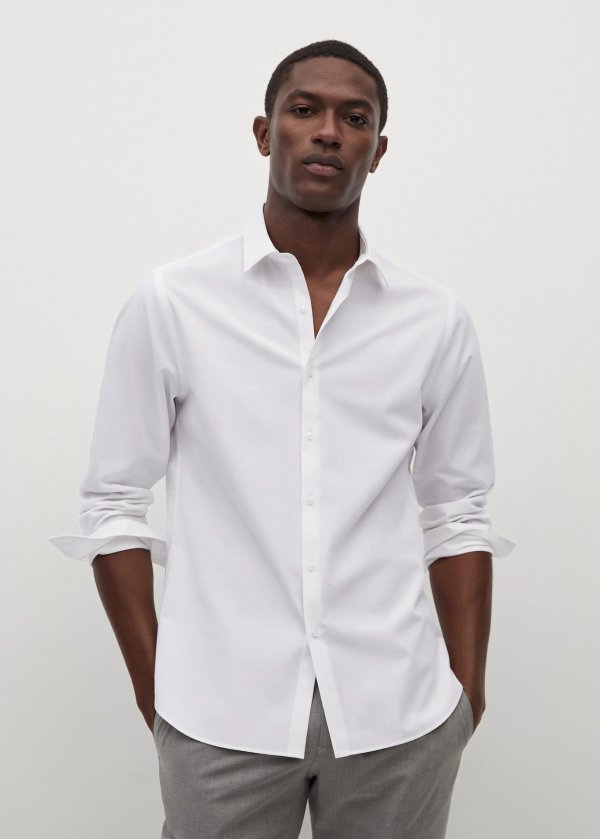 Slim fit stretch cotton shirt - Men | Mango Man USA