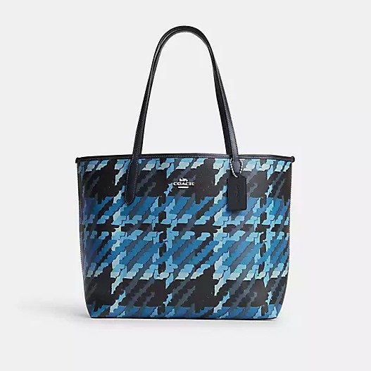 City Tote With Graphic Plaid Print