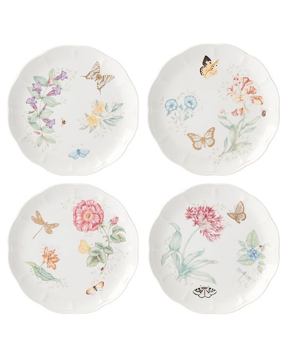 Butterfly Meadow Gold - 20th Anniversary Dinner Plates Set/4 Assorted