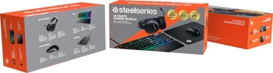 - Ultimate Gaming Bundle Arctis 1 Wireless headset, Apex 3 keyboard, Rival 3 Wireless mouse, and QcK mousepad - Black