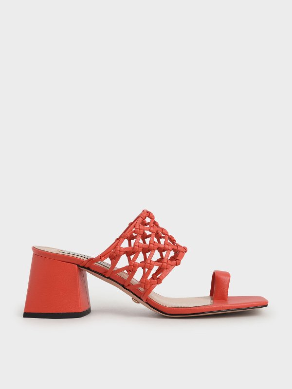 Orange Woven Toe Ring Sandals | CHARLES &amp; KEITH