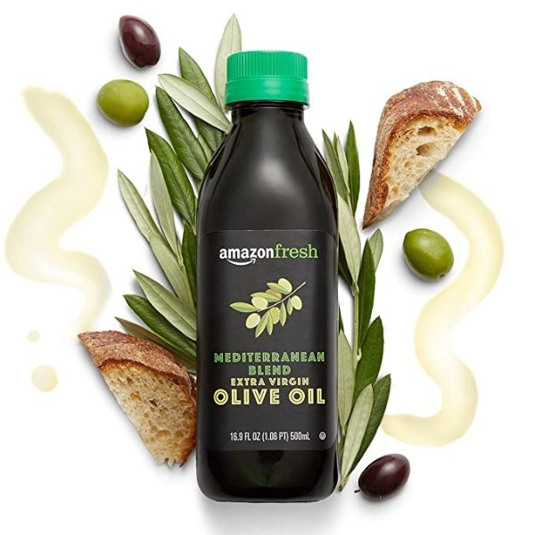AmazonFresh Mediterranean Extra Virgin Olive Oil, 16.9 fl oz (500mL)