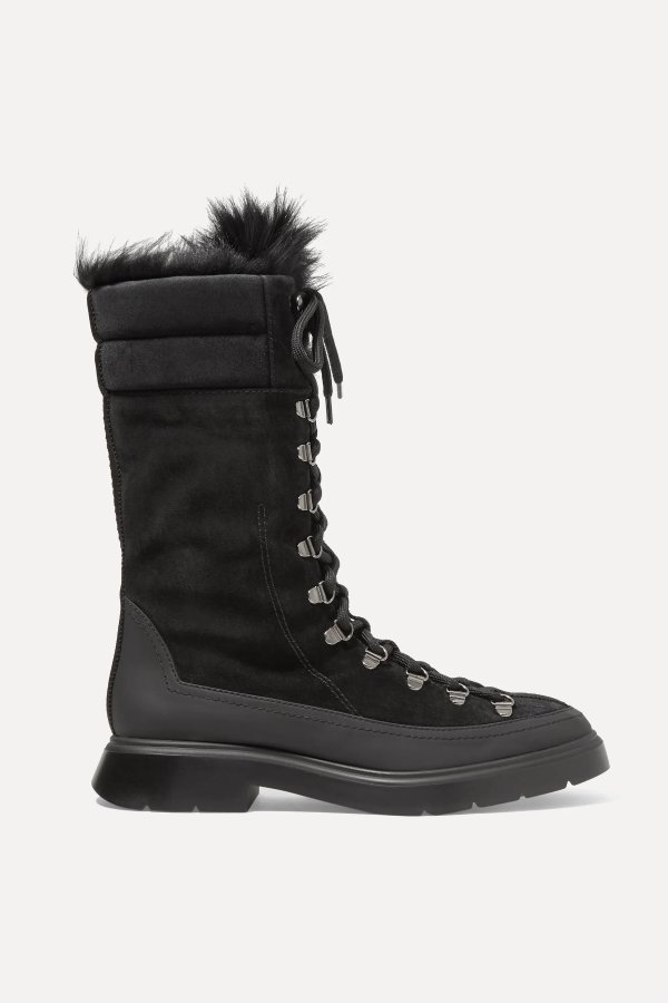 Jessie shearling and rubber-trimmed suede boots