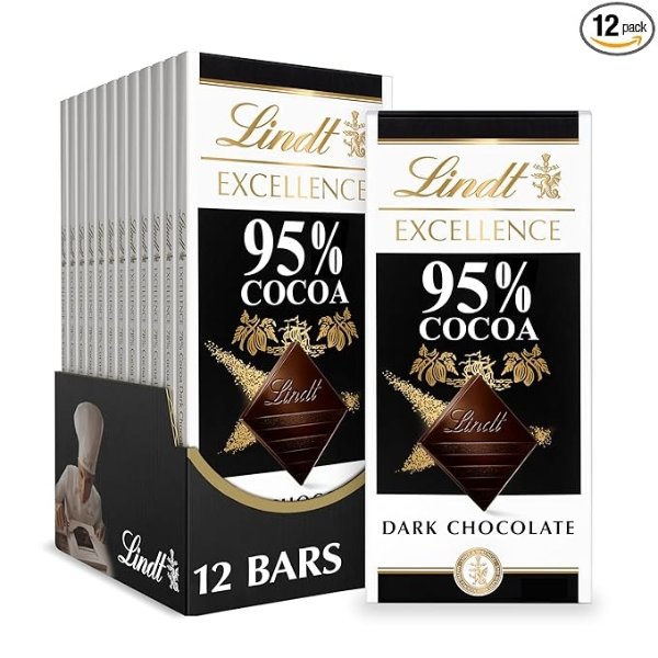 EXCELLENCE 95% High Cocoa Chocolate Bar, 2.8 oz, 12 Pack