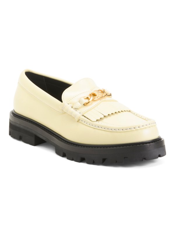 Made In Italy Leather Casual Shoes With Lug Sole