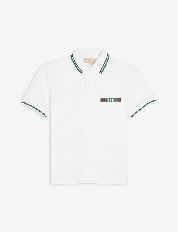 Logo-embroidered cotton-blend polo shirt 6-12 years