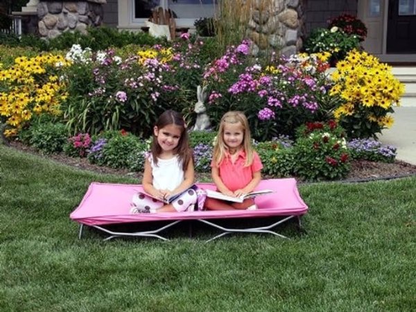 便携幼童折叠床，含床单，粉色