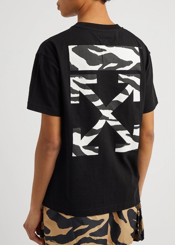 Zebra Arrow black printed cotton T-shirt