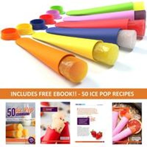 Sunsella Mighty Pops - 6 Premium Quality, BPA Free, Silicone Ice Pop Popsicle Molds Free 50 Ice Pop Recipes Ebook