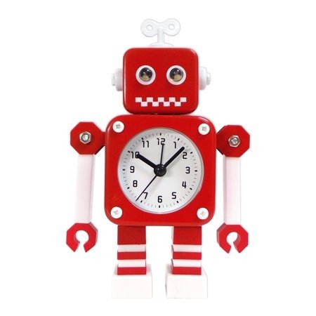 Better Homes and Gardens Metal Robot Alarm Clock, Red