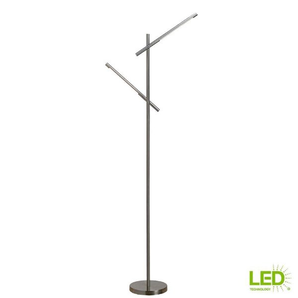 LED 60 in. Brushed Nickel Dual Floor Lamp-20052-001 - The Home Depot