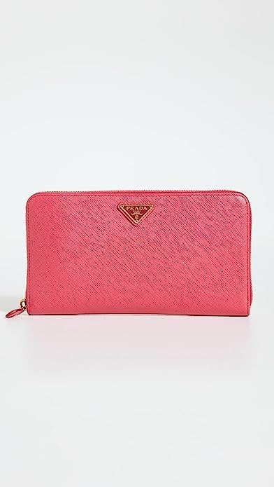 Women's Pre-Loved Pink Saffiano Zip Around Wallet