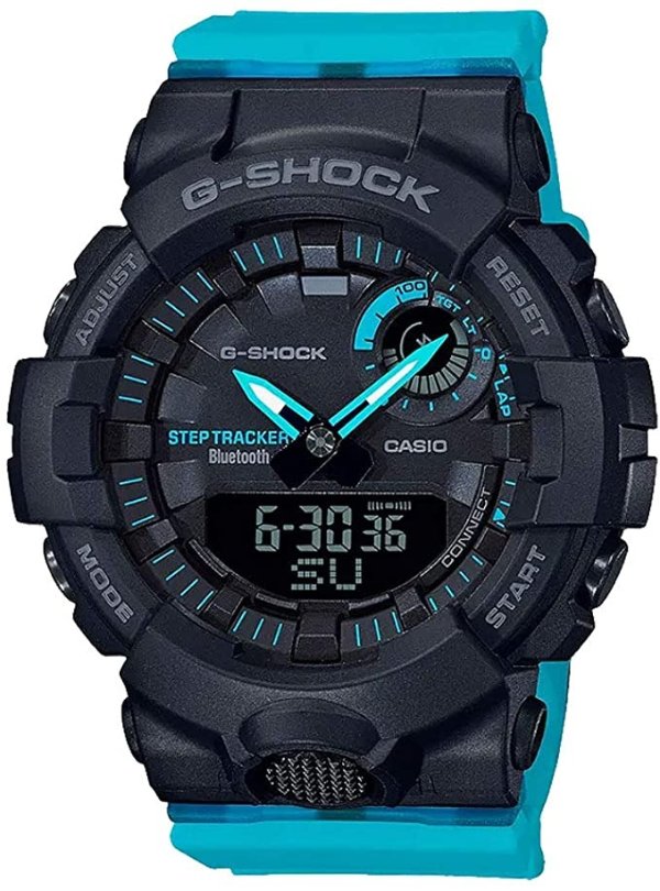 Ladies' G-Shock S-Series G-Squad Analog-Digital Neon Blue Resin Watch GMAB800SC-1A2