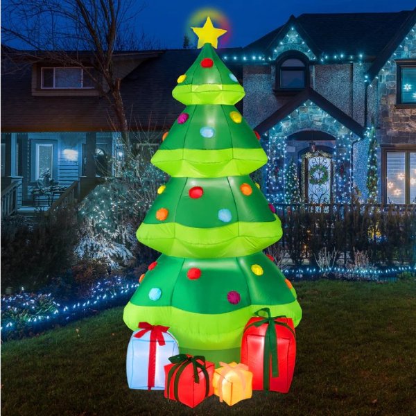 Best Choice Products Inflatable Christmas Tree Outdoor Blow Up Decor w/ 10 LED Lights - 10ft