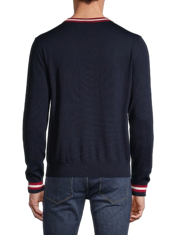 Stripe-Trim Wool Sweater