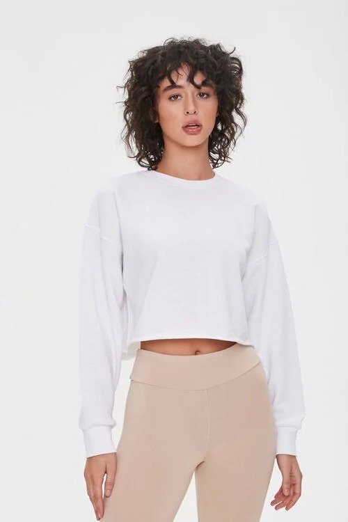 French Terry Drop-Sleeve Pullover