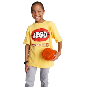 LEGO® Storage Orange Transparent Round Brick 1 + Retro LEGO® T-shirt