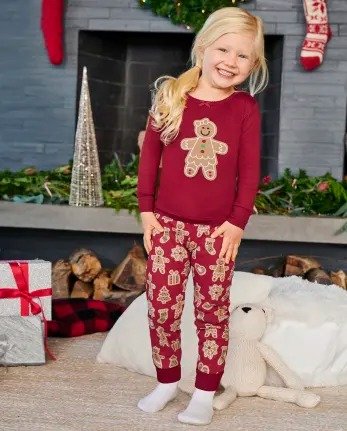 Girls Long Sleeve Gingerbread Snug Fit Cotton 2-Piece Pajamas - Gymmies | Gymboree - SALSA