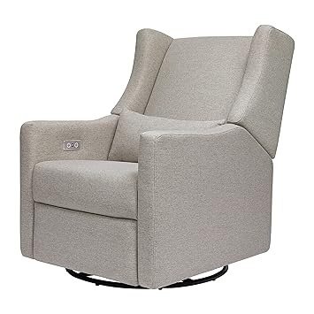 Kiwi Electronic Power Recliner and Swivel Glider with USB Port in Performance Grey Eco-Weave, Water Repellent & Stain Resistant, Greenguard Gold and CertiPUR-US Certified