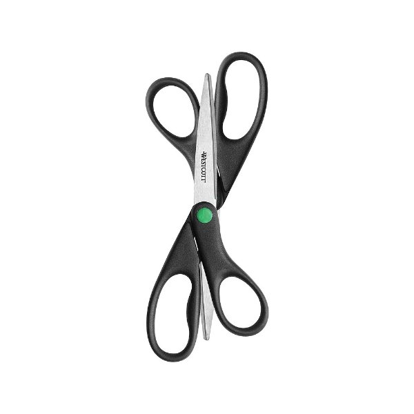 KleenEarth 8" Stainless Steel Sewing/Craft Scissors, Pointed Tip, Black, 2/Pack (15179)