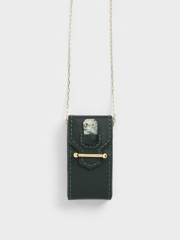 Green Agate Tree Stone Opera Necklace Bag