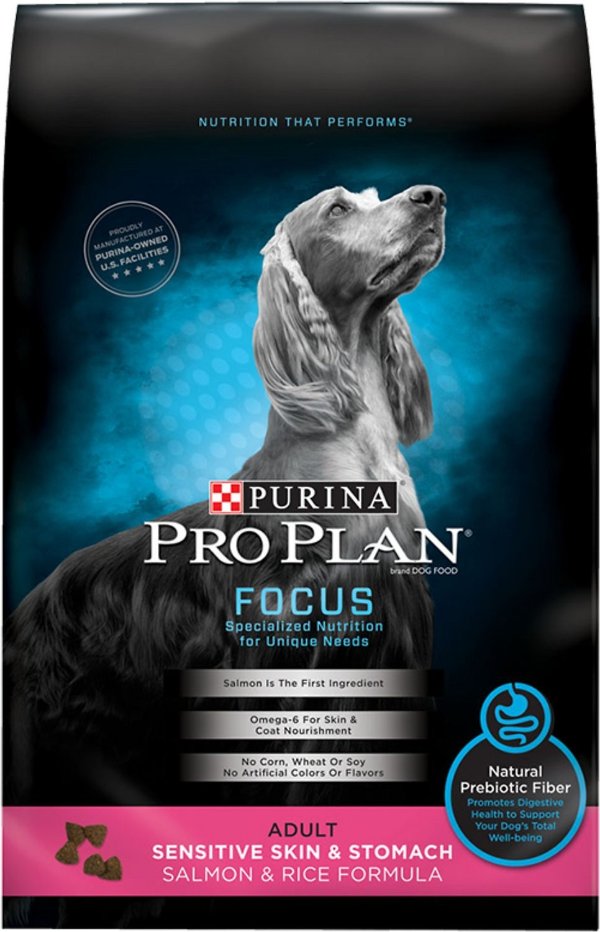 Pro Plan Focus Adult Sensitive Skin & Stomach Salmon & Rice Formula Dry Dog Food, 5-lb bag - Chewy.com