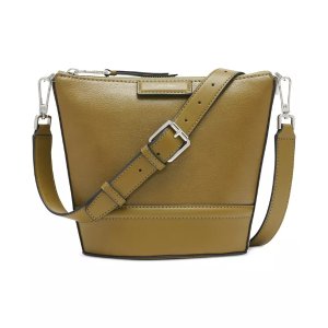 Calvin KleinAsh Top Zipper Leather Adjustable Crossbody Bag