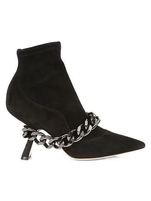 Lea Chain-Trimmed Suede Ankle Boots