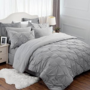 Bedsure Comforter for Queen Bed Queen Comforter Set Bed in A Bag Grey 8 Pieces