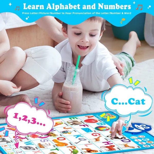 Electronic Interactive Alphabet Wall Chart, Preschool Learning Toys, Abc & Numbers & Music Talking Poster Toys For Toddler Boy Girls Birthday Gifts (alphabet-blue) - Toys & Games - Temu