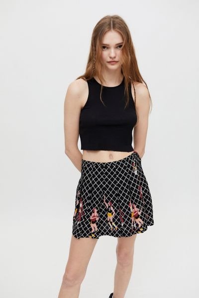 UO Cecile Pleated A-Line Mini Skirt