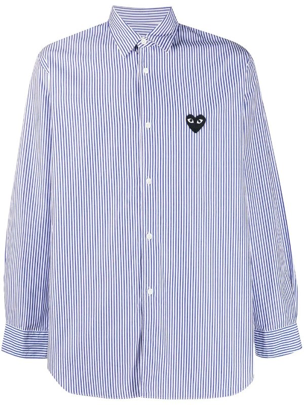 striped embroidered logo shirt