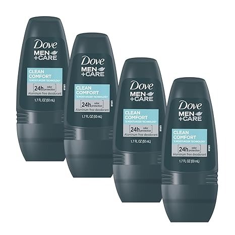 Men+Care Clean Comfort Roll on Deodorant, 1.7 Fl Oz Each, 4 Bottles