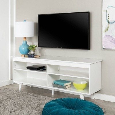 Modern Contemporary Simple Wood Storage Console TV Stand for TVs up to 65" - Saracina Home