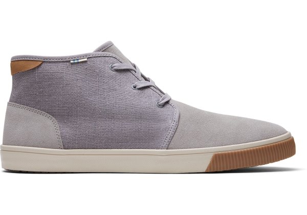 Drizzle Grey Suede And Heritage Canvas Men's Carlo Mid Sneakers Topanga Collection