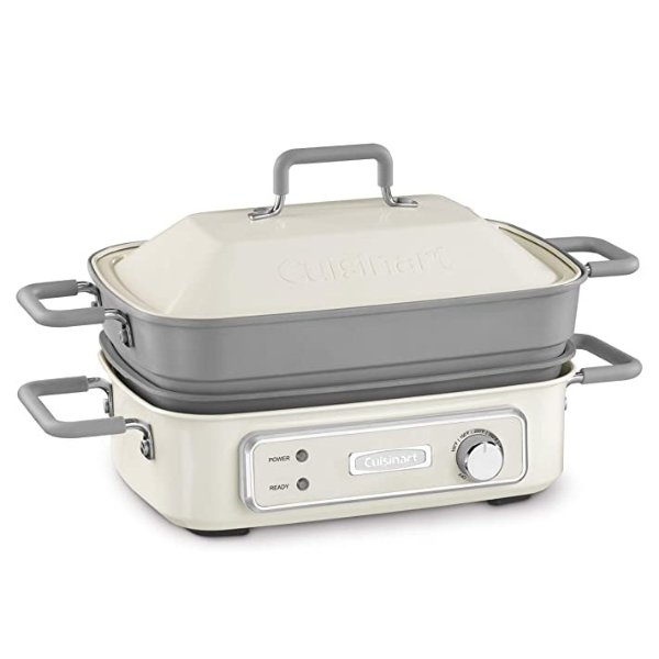 Cuisinart GR-M3 STACK5 Multifunctional Grill, 12.0"(L) x 9.0"(W) x 6.0"(H), Off-White