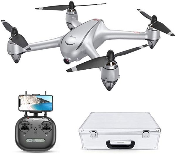 D80 Drone with Camera for Adults, GPS Drone 2K FHD Camera, Brushless Motor Quadcopter, Auto Return Home, Follow Me, 20Min Flight Time, 25mph High Speed, Includes Aluminum Carrying Case-Sliver