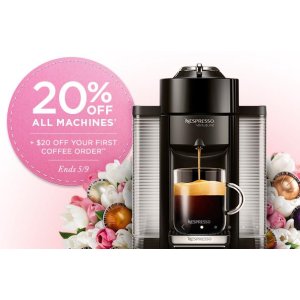 nespresso 20% off all Machines