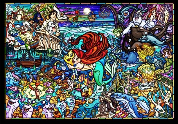 500-piece Jigsaw Puzzle Little Mermaid Story Stained Glass Tightly Series [Stained Art] (25x36cm)